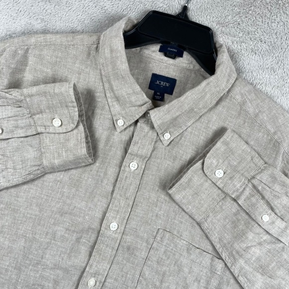 J.Crew Other - J Crew Shirt Mens XL Classic Fit Beige Linen Blend Long Sleeve Button Down